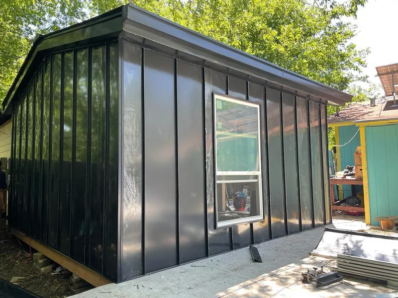 Black standing seam metal wall panels for Metal Roof Installation in Leicester